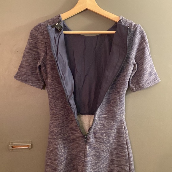 H&M Terry Loop Dress with Zip Back in Heathered Blue - Picture 3 of 7